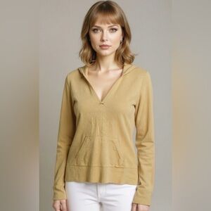 INC International Concepts 100% Cashmere Camel Tan Hooded Sweater Size Small